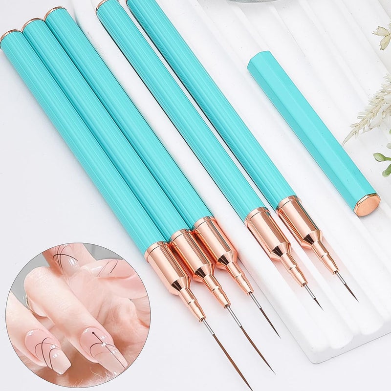 5Pcs Nail Art Brush Set For Liner Dotting And Polish Designs Painting Tools - Image 5